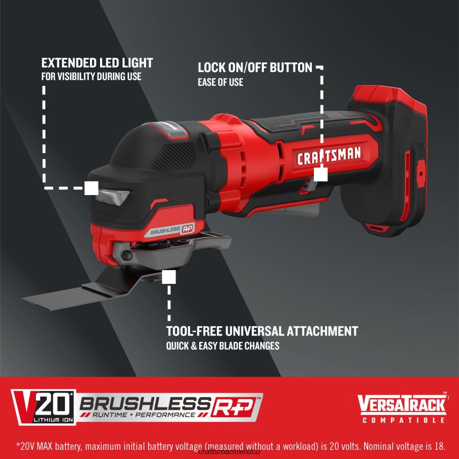 Herramientas eléctricas mx CRAFTSMAN herramienta oscilante inalámbrica sin escobillas de velocidad variable máxima de 20 voltios V6B4N285