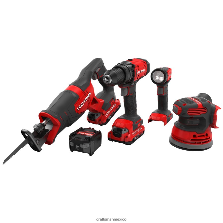Herramientas eléctricas mx CRAFTSMAN Kit combinado de herramientas eléctricas de 4 herramientas con estuche blando (2 baterías incluidas y cargador incluido) V6B4N225