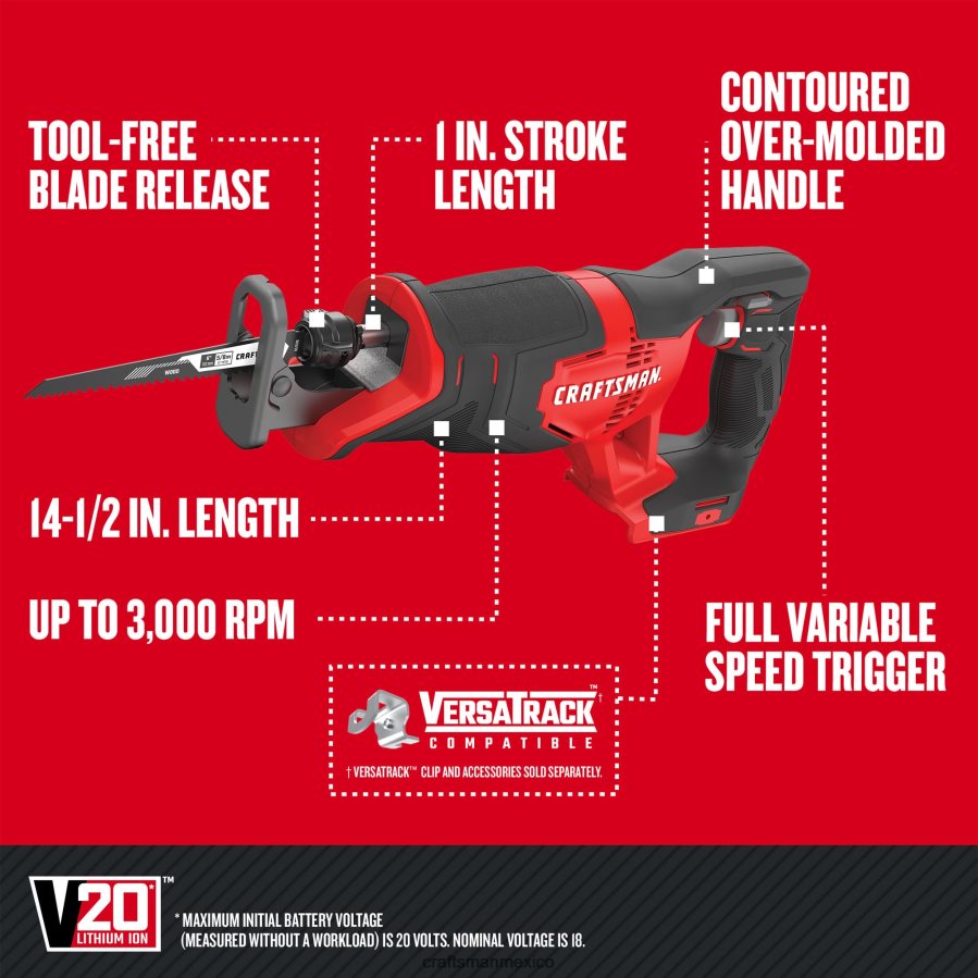 Herramientas eléctricas mx CRAFTSMAN Kit combinado de herramientas eléctricas de 6 herramientas con estuche blando (2 baterías incluidas y cargador incluido) V6B4N21