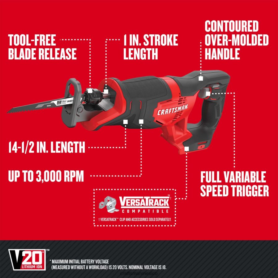 Herramientas eléctricas mx CRAFTSMAN Kit combinado de herramientas eléctricas de 8 herramientas con estuche blando (2 baterías incluidas y cargador incluido) V6B4N24
