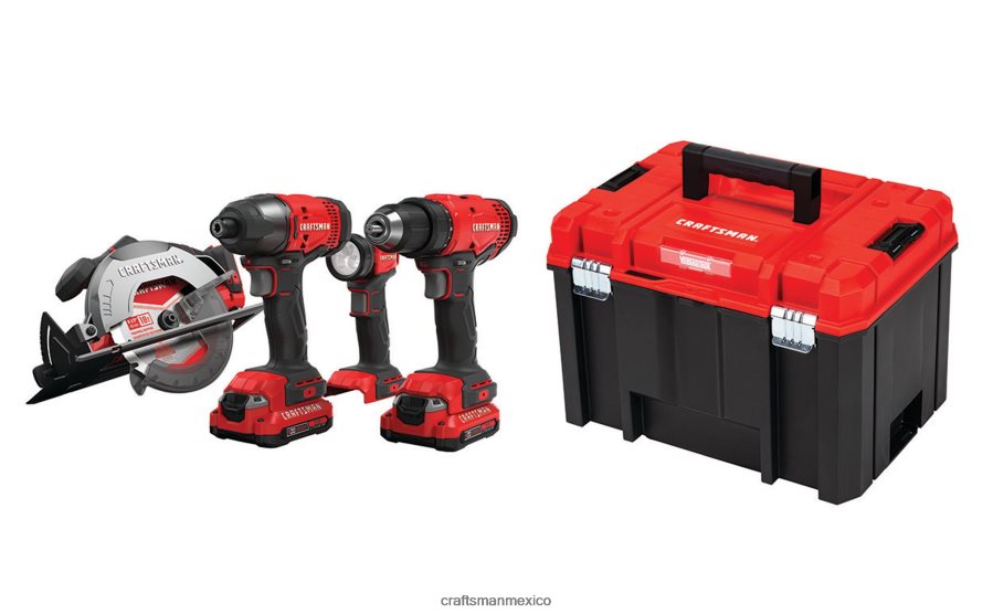 Herramientas eléctricas mx CRAFTSMAN Kit combinado de herramientas eléctricas v20 de 4 herramientas con estuche rígido (2 baterías incluidas y cargador incluido) V6B4N258