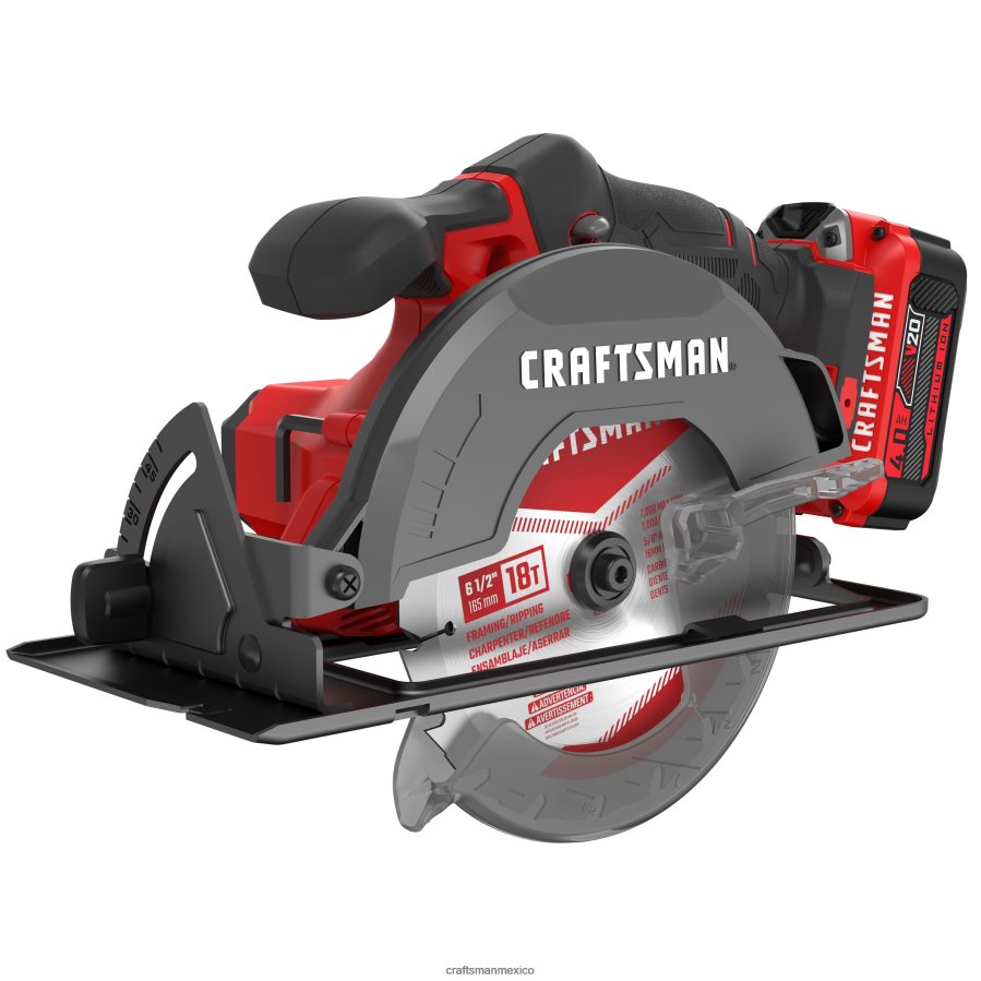 Herramientas eléctricas mx CRAFTSMAN Kit de sierra circular inalámbrica v20 de 20 voltios máx. de 6-1/2 pulgadas (1 batería y cargador incluidos) V6B4N2166