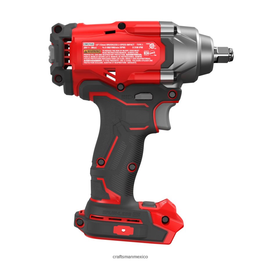 Herramientas eléctricas mx CRAFTSMAN Llave de impacto inalámbrica con accionamiento de 1/2 pulgada, sin escobillas, de velocidad variable máxima de 20 voltios (herramienta básica) V6B4N27