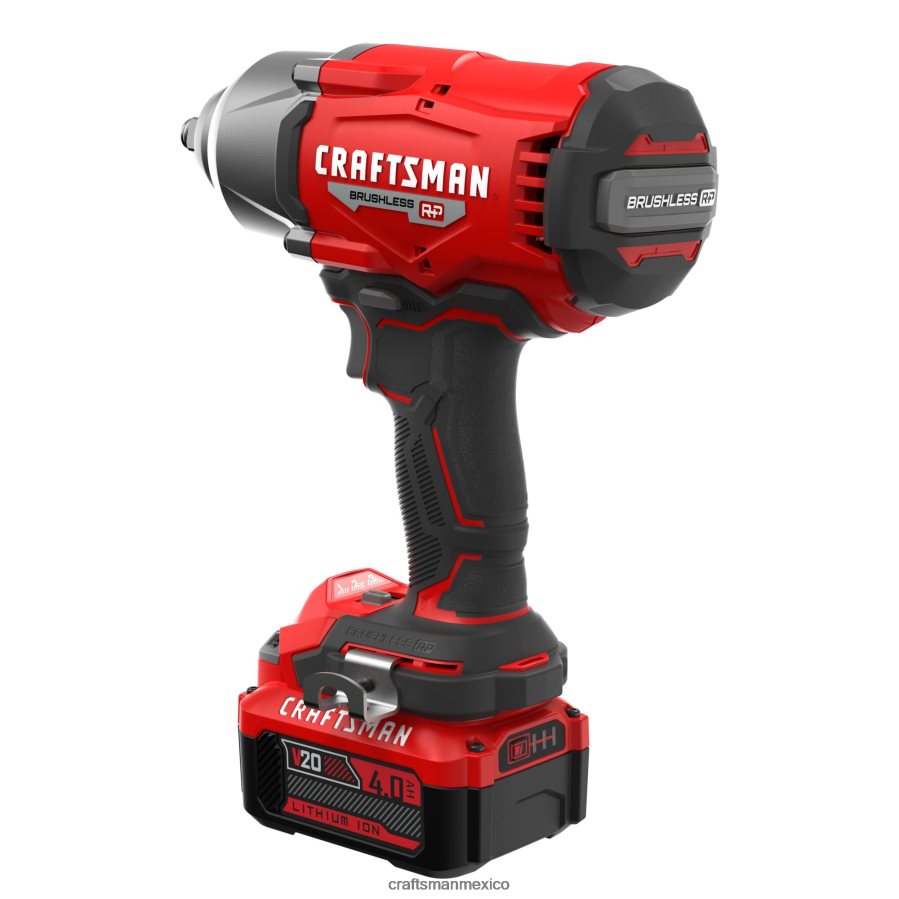 Herramientas eléctricas mx CRAFTSMAN Llave de impacto inalámbrica con accionamiento de 1/2 pulgada, sin escobillas, de velocidad variable máxima de 4 amperios y 20 voltios (batería incluida) V6B4N231