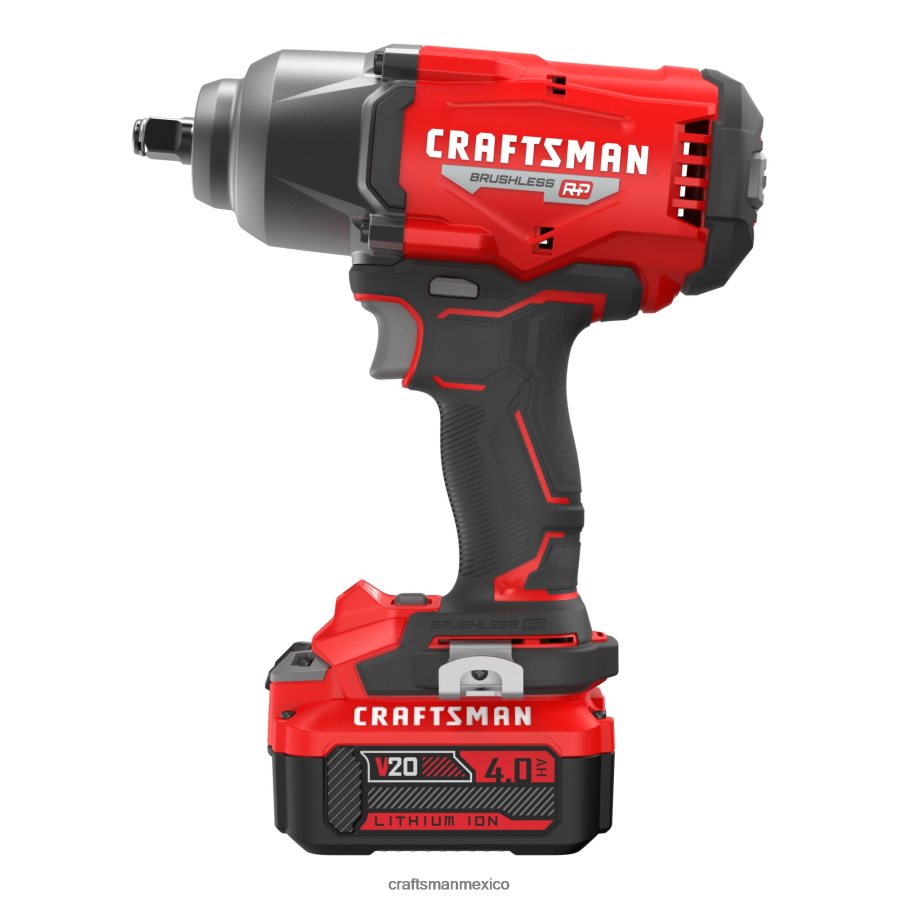 Herramientas eléctricas mx CRAFTSMAN Llave de impacto inalámbrica con accionamiento de 1/2 pulgada, sin escobillas, de velocidad variable máxima de 4 amperios y 20 voltios (batería incluida) V6B4N231