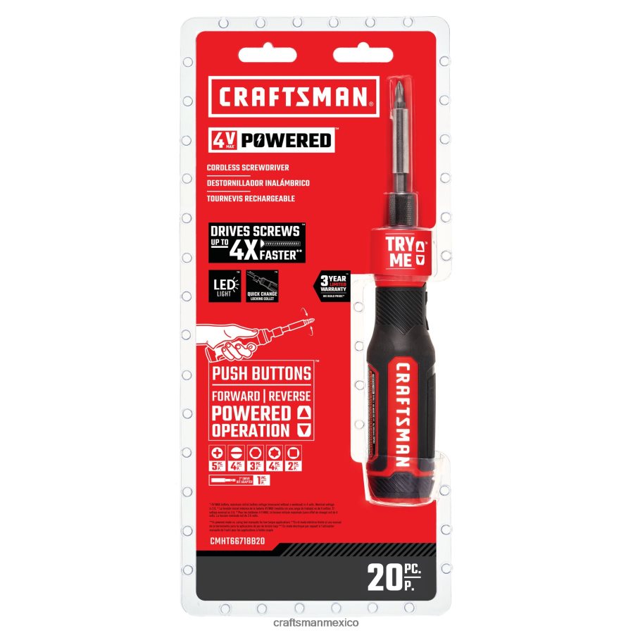 Herramientas eléctricas mx CRAFTSMAN Destornillador inalámbrico de 4 voltios máximo de 1/4 de pulgada (1 batería incluida y cargador incluido) V6B4N2151