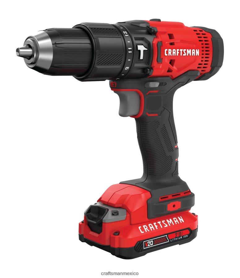 Herramientas eléctricas mx CRAFTSMAN Taladro percutor inalámbrico de velocidad variable y amperaje máximo de 20 voltios de 1/2 pulgada (1 batería incluida) V6B4N2160