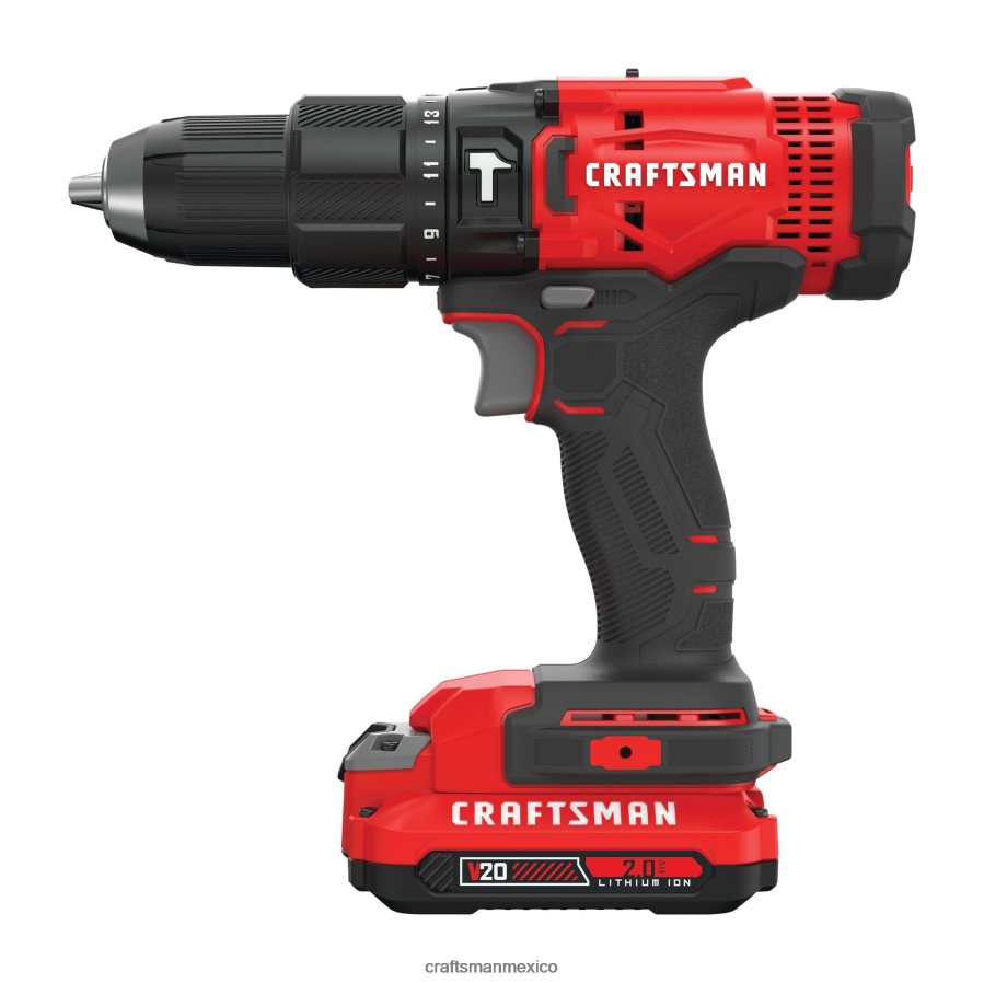Herramientas eléctricas mx CRAFTSMAN Taladro percutor inalámbrico de velocidad variable y amperaje máximo de 20 voltios de 1/2 pulgada (1 batería incluida) V6B4N2160