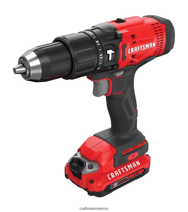 Herramientas eléctricas mx CRAFTSMAN Taladro percutor inalámbrico de velocidad variable y amperaje máximo de 20 voltios de 1/2 pulgada (1 batería incluida) V6B4N2160
