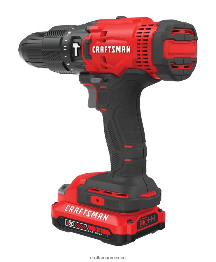 Herramientas eléctricas mx CRAFTSMAN Taladro percutor inalámbrico de velocidad variable y amperaje máximo de 20 voltios de 1/2 pulgada (1 batería incluida) V6B4N2160